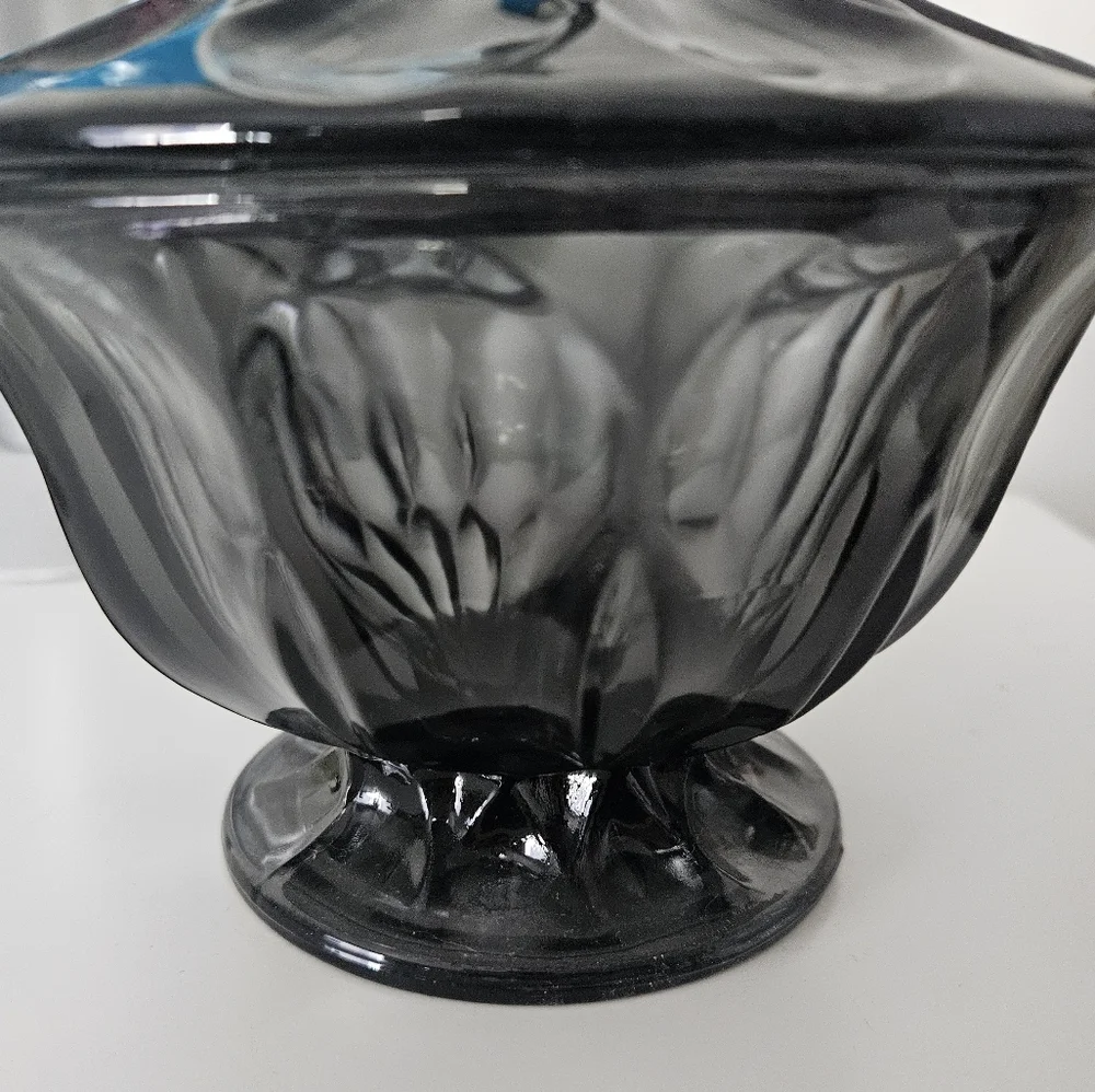 Anchor Hocking Fairfield Smoke Grey Lidded Candy Dish - Picture 2 of 9